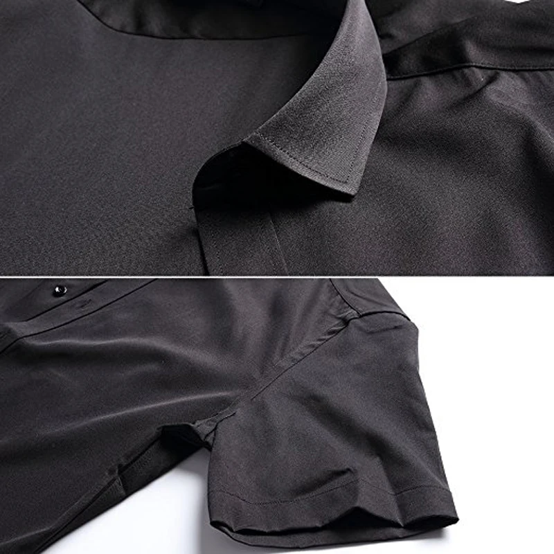 Men's Elastic Bamboo Fiber Dress Shirts 2018 Summer New Short Sleeve Shirt Men Casual Brand Business Work Shirt Camisa Masculina