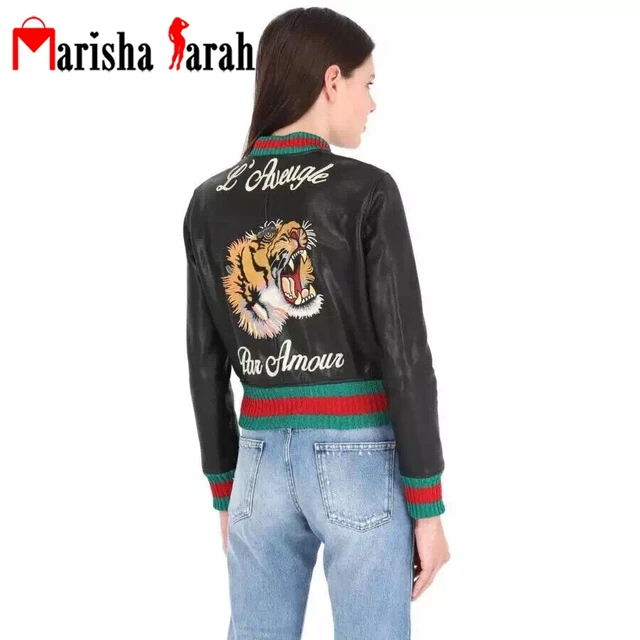 leather jacket with tiger on the back