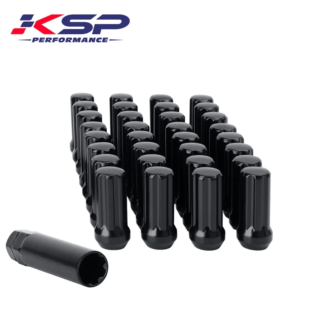 KSP 32pc M14x1.5 Thread Black Truck 7 Spline Locking Lug Nuts with 1