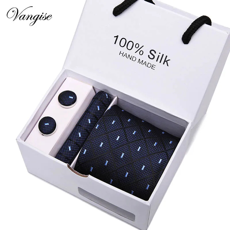 Дизайн набор галстуков с подарочной коробкой жаккардовый плетеный галстук шелковый галстук Hanky запонки наборы галстуков для свадебной вечеринки для мужчин - Цвет: SB47
