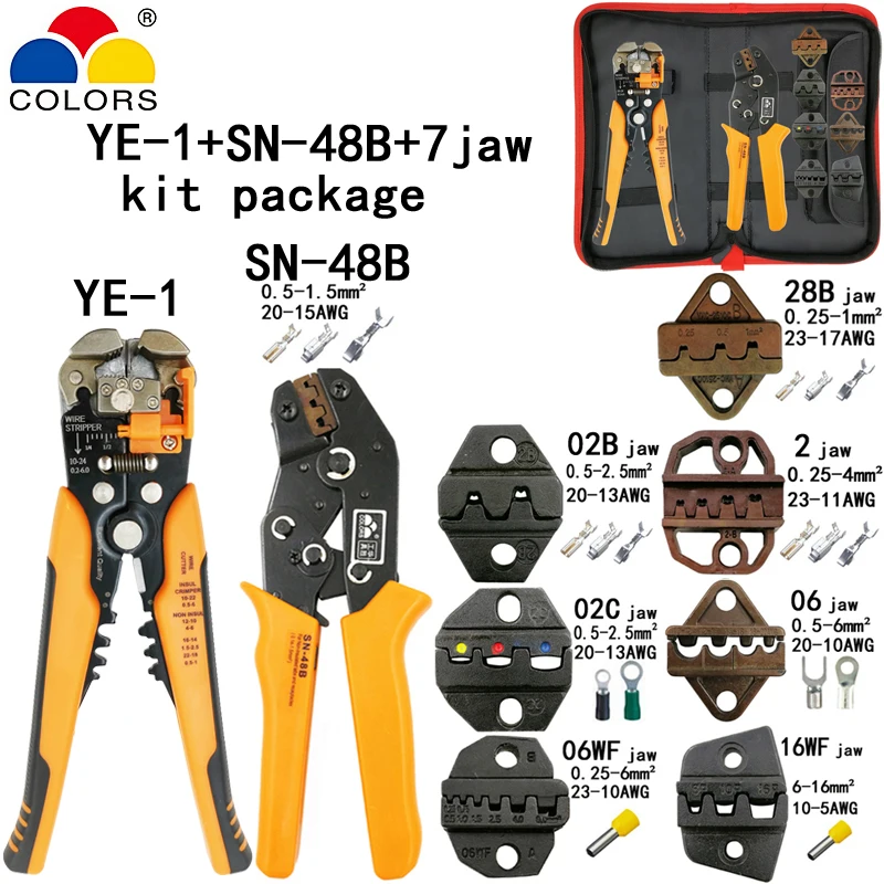 

SN-48B crimping pliers 7 jaw Y1 for 2.8 4.8 C3 VH2.54 3.96 2510 pulg/tube/insulation terminal kit bag electric clamp brand tools