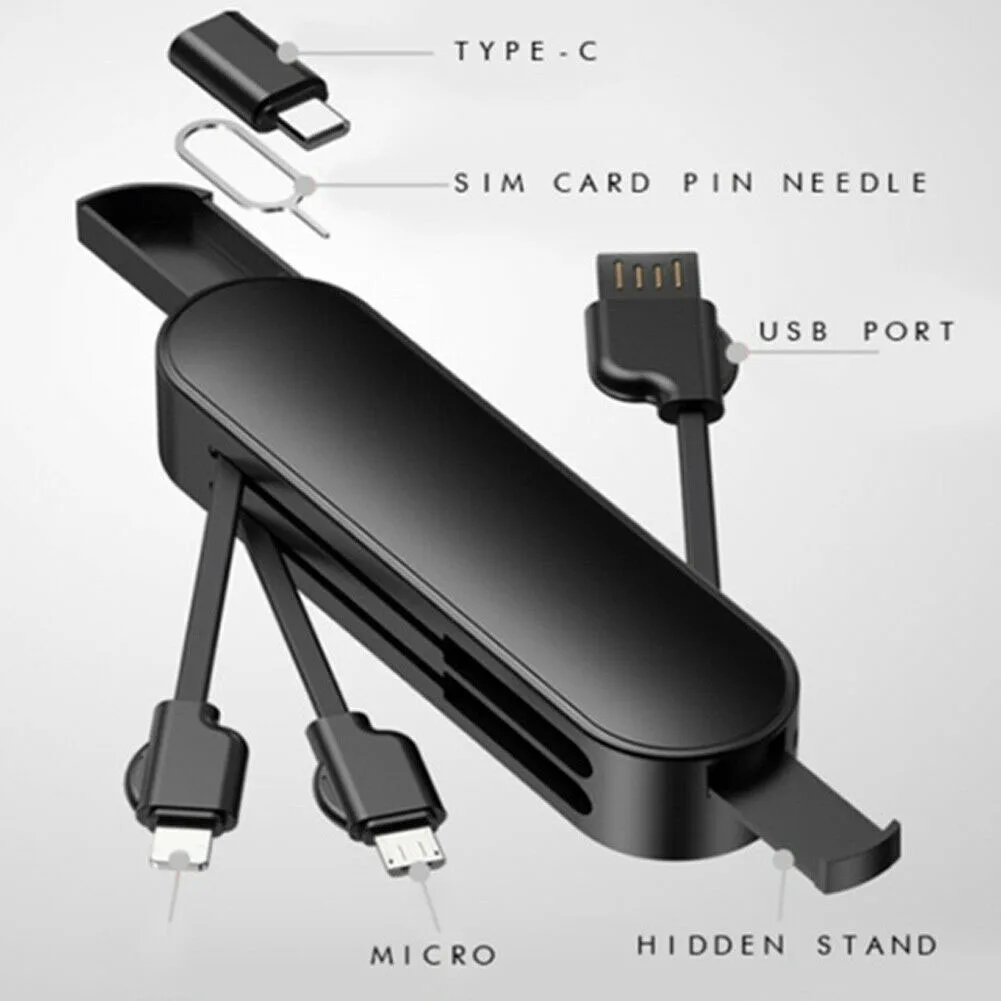 

3 In 1 Micro USB Home Office Type C Small Phone Charger Quick Charging Compact Car Stable Pull Out Portable Stretchable Design