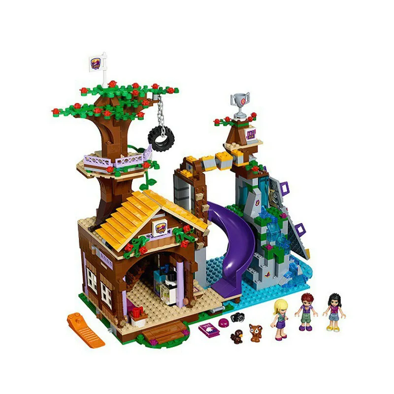 Pаспродажа Совместимость с Lego Friends 41122 Приключения лагерь Tree House 41122 Emma Mia Рисунок Модель BuildingToy хобби для детей