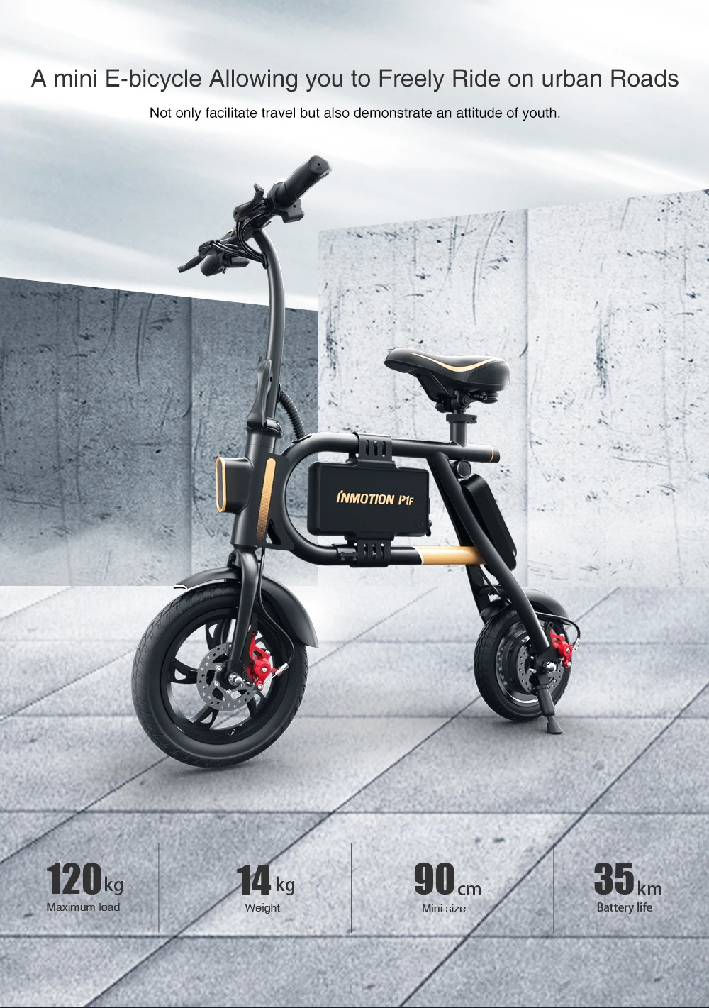 INMOTION E-BIKE P1F складной электрический скутер мини стиль IP54 приложение поддерживается 30 км/ч Электронный велосипед