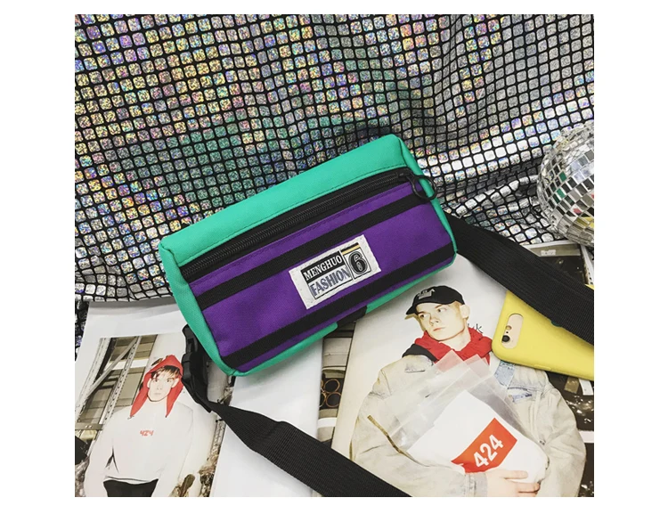 Menghuo Unisex Fanny Pack Belt Bag Panelled Waist Bag Purse Chest Fanny Pack Travel Cashier Belt Hip-hop Rock Boys Girl Bag 2018_35-1_13
