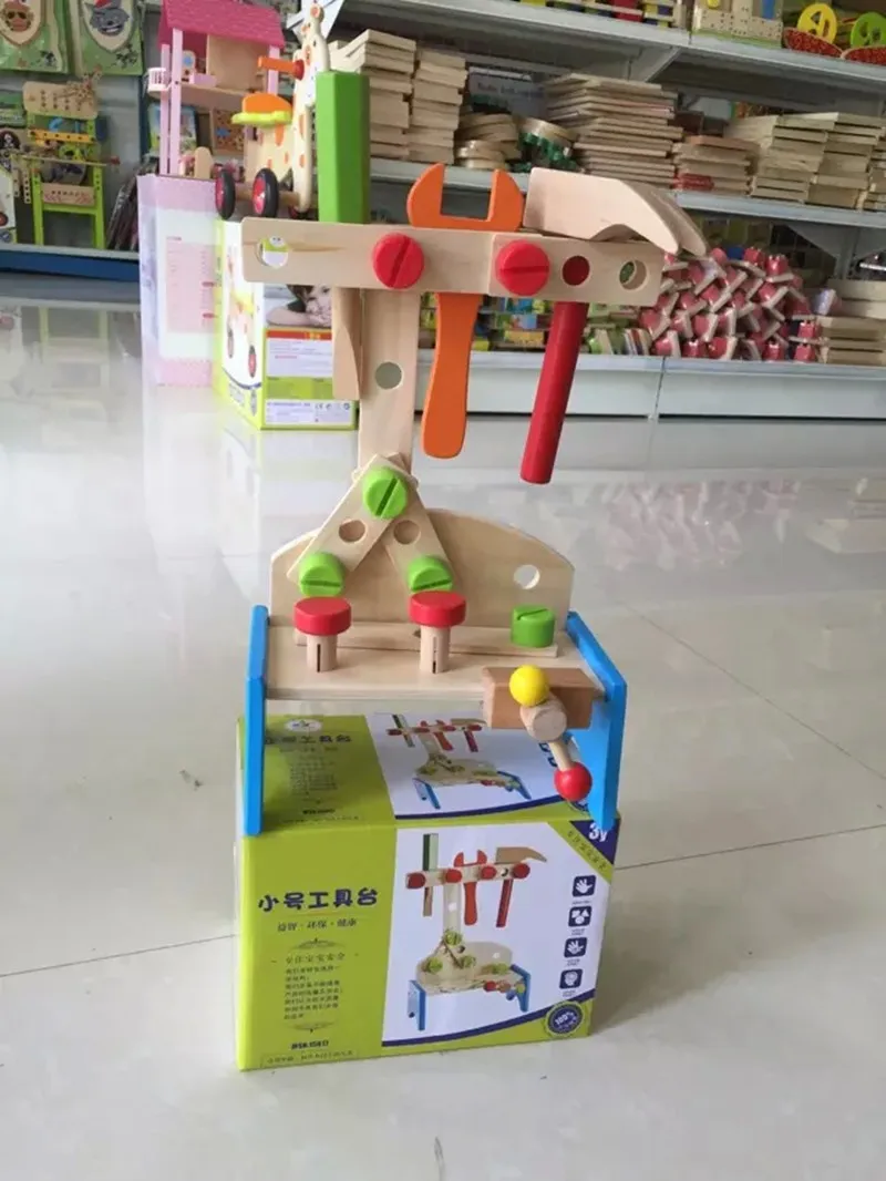 Новая деревянная игрушка мини woking инструменты стол деревянные блоки детские развивающие игрушки Детские игрушки Горячая