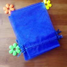 500 шт. 9*12 см Королевский синий мешочек из органзы Ювелирная упаковка Дисплей сумки шнурок мешок для браслеты/ ожерелье мини Пряжа сумка