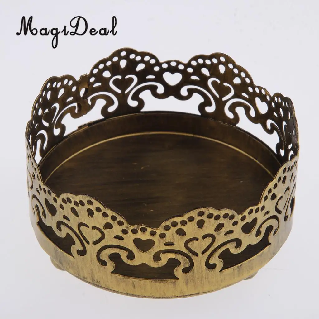 MagiDeal Mini Cake Plate with Stand Dome Cover, Elegant Metal Mini Cupcake Stand for Party Birthday Baby Shower Dessert Display