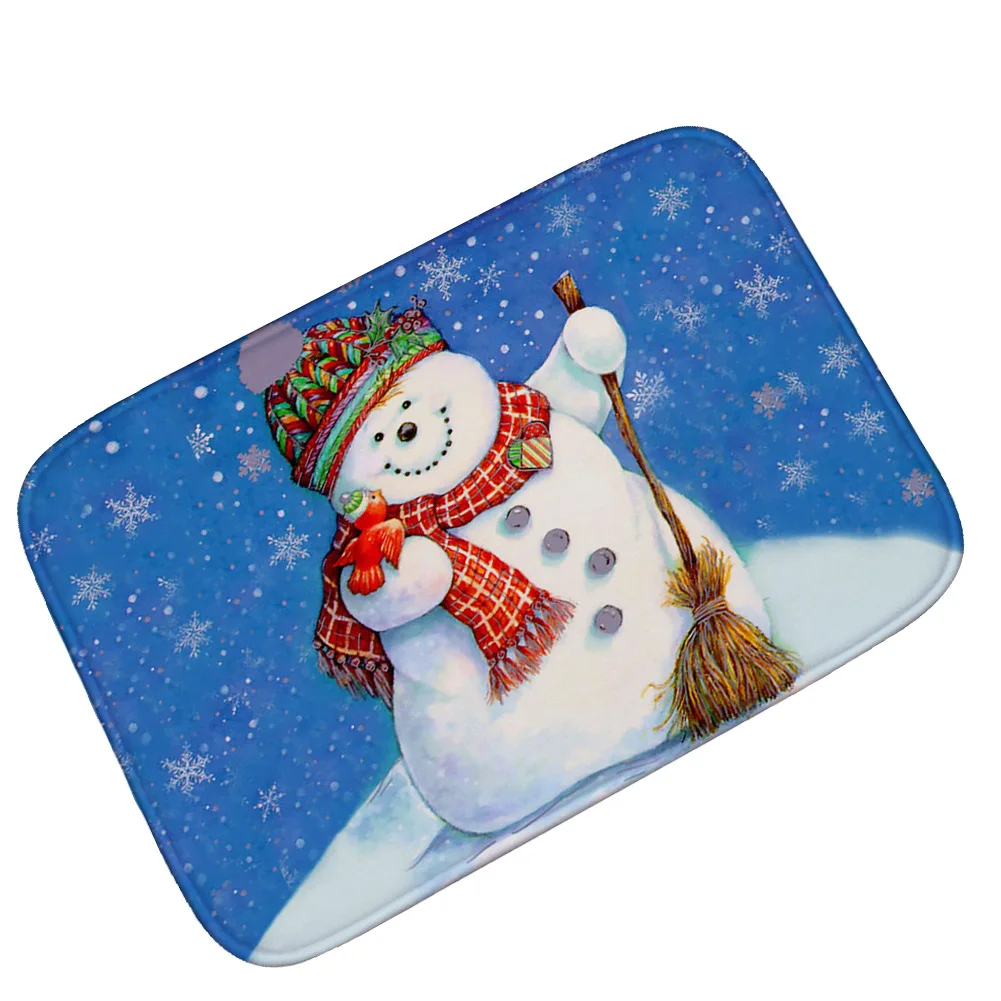 winter snowman snowflake christmas tree doormat for entrance door