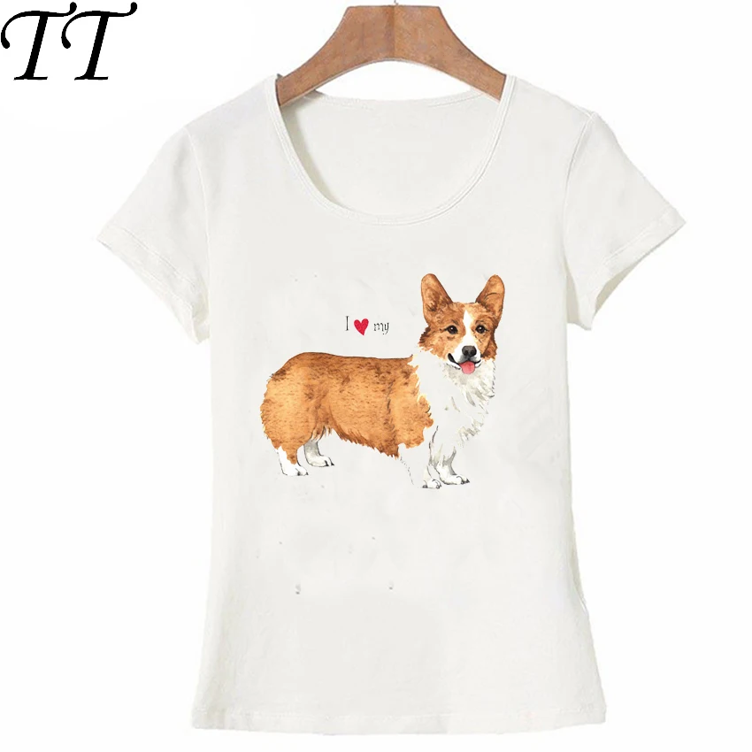 Новинка 2018 дизайнерская футболка с надписью I Love my Pembroke Welsh Corgi женские топы модная