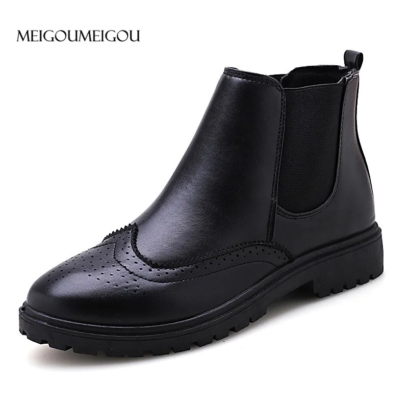 

MEIGOUMEIGOU Chelsea Boots Men Fashion British Style Leather Boots Handmade Slip-on Winter Boots High Quality durable Men Shoes