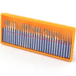 30 Pcs Bur Diamond Grinding Head Set Coated Carving Burrs Rotary Tool Bit Grit 120 Shank 2.35/3mm for Dremel Tools Accessories