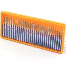 30 pçs bur diamante cabeça de moagem conjunto revestido escultura rebarbas ferramenta rotativa bit grit 120 haste 2.35/3mm para dremel ferramentas acessórios