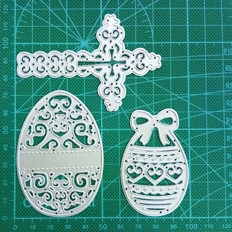 

HamyHo Knife Mold 3pcs Easter Egg & Cross Frame Crafts Metal Steel Cutting Dies Scrapbooking DIY Paper Album Card Embossing Dies