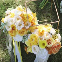 Modabelle Роза айвори желтый свадебные букеты шелковые ленты цветок ручной работы искусственный Букеты Свадебные невесты Buque noivas