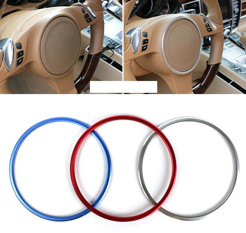 Lsrtw2017 алюминиевый сплав рулевого колеса автомобиля логотип кольцо планки для porsche panamera cayenne 2012 2013