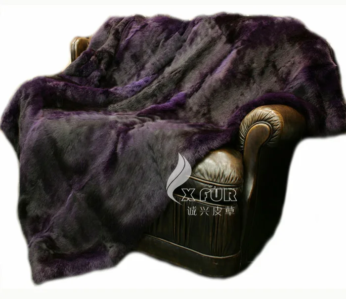 - CXD54 150x200cm Fashion Purple Colour Custom Made Fur Carpet Fur Throw Blanket