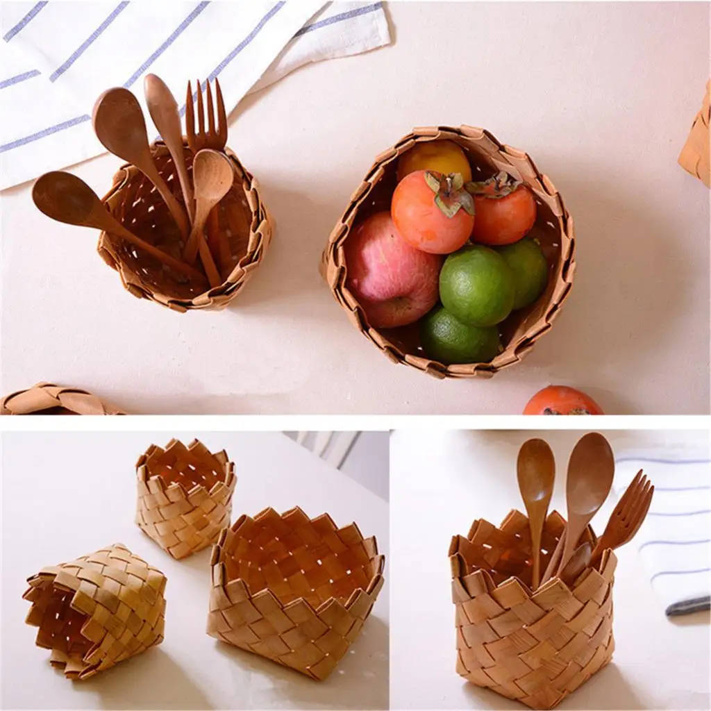 

HOT Creative original wood storage basket tooth mouth hand-woven fruit basket home supplies storage egg basket
