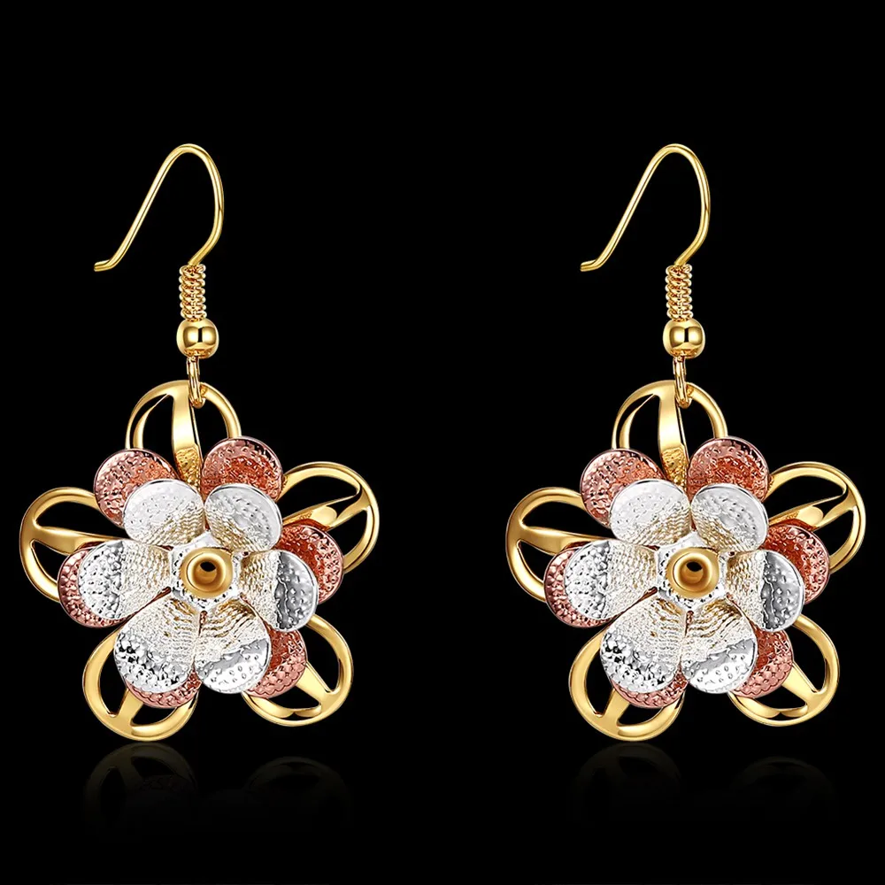 Роскошные элегантные цветочным узором женские Серьги Золото Цвет Свадьба дамы