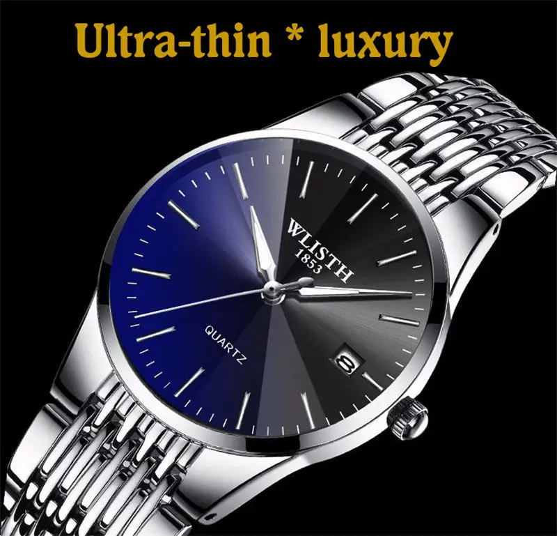 WLISTH Топ бренд Роскошные мужские часы водонепроницаемые деловые часы Мужские кварцевые ультра-тонкие наручные часы Мужские часы Rolex_watch