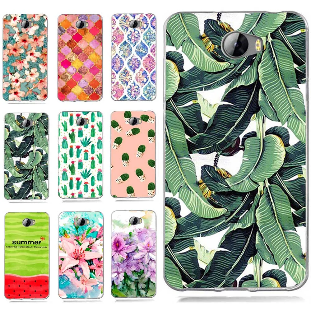 For Huawei Y5 ii Y5ii Cover/5A LYO-L21/Y6 II Compact Coloful Soft TPU Silicone fundas Leaf Painted Design Case A014 |