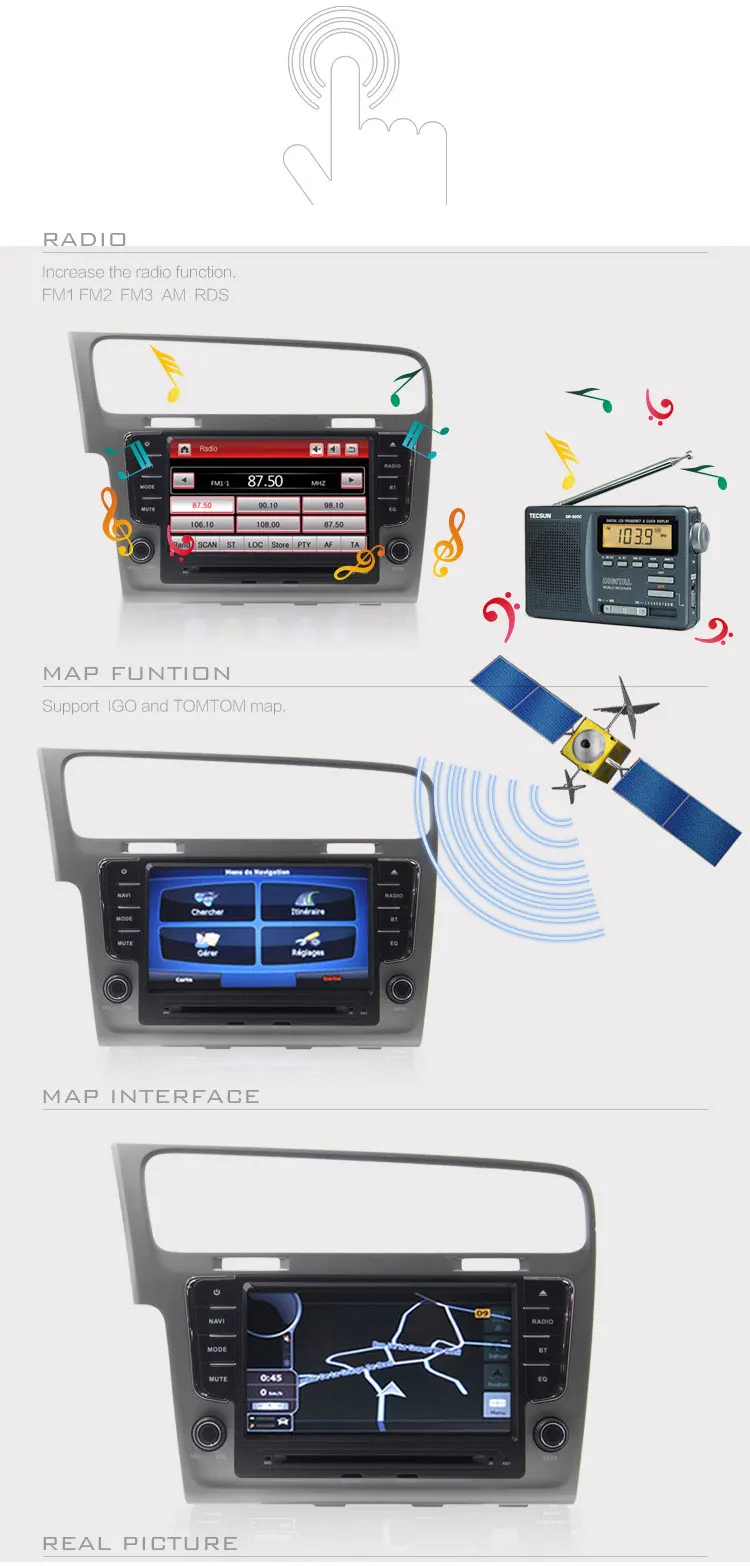 Discount LJHANG 1 Din Car Multimedia Player For VW/Volkswagen/Golf 7 GPS Navi Bluetooth Car Radio Stereo Headunit USB Mirror-link RDS FM 3