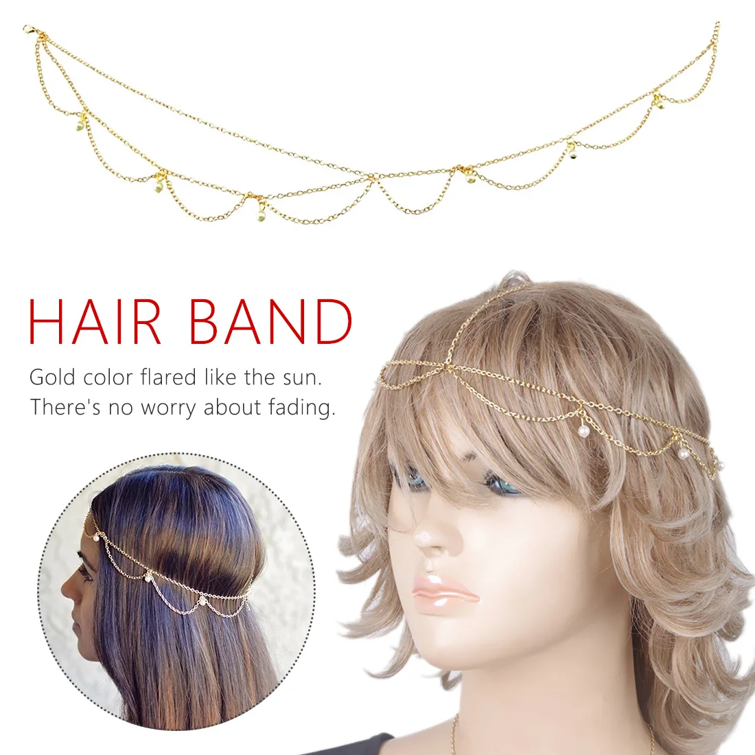 

Indian woman with boho fashion jewelry decorate bride hair hair head chain Wedding Jewelry