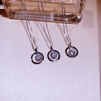 

Hot Sale Pure 925 Sterling Silver Round Necklace Pendant For Women Real Silver Jewelry Necklace Good Quality Wholesale