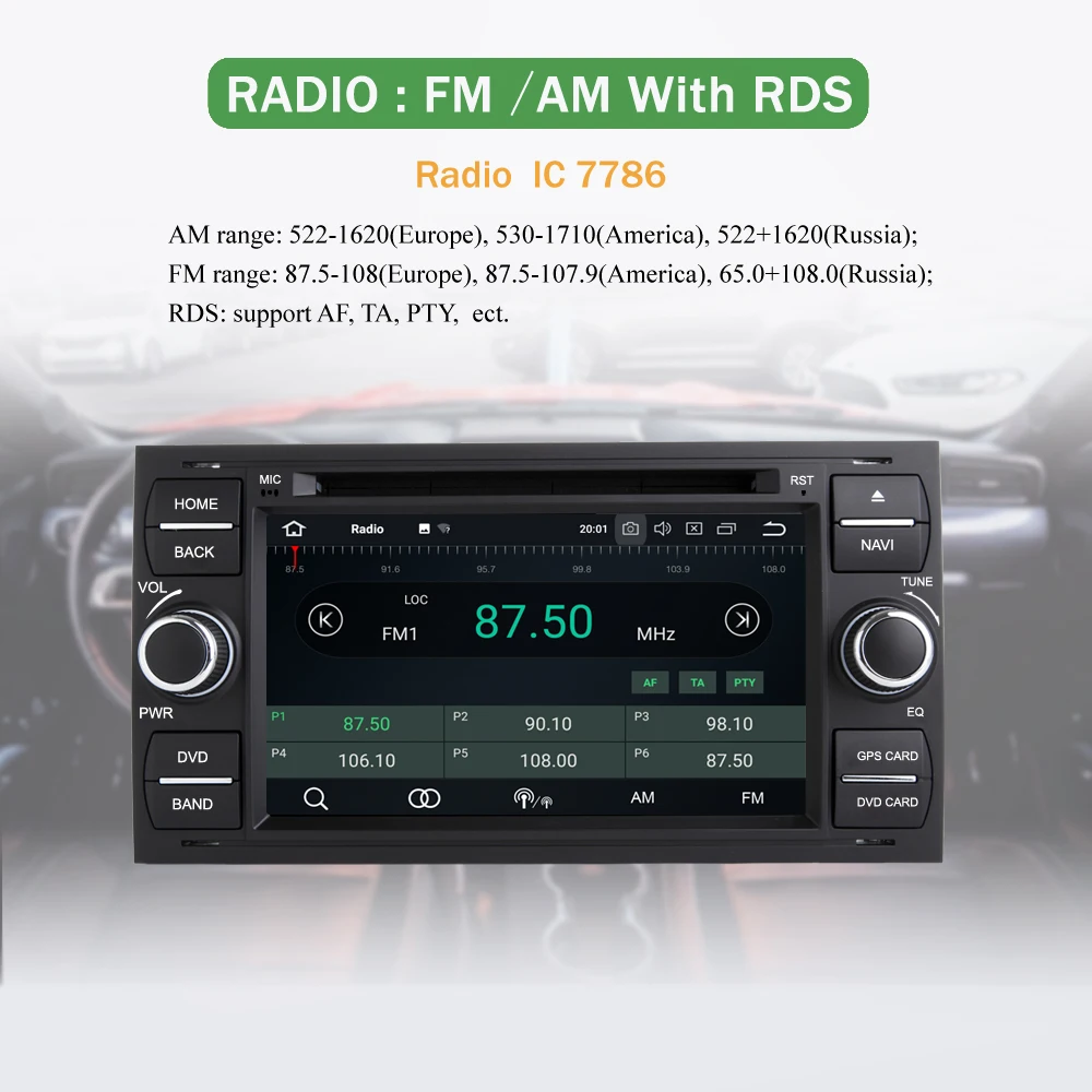Clearance Bonroad  7"Android 9.0 Car Multimedia Player  for  Focus Galaxy S-Max Fusion Fiesta GPS Navigation Car Radio Stereo 3