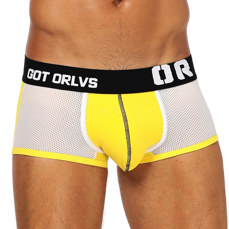 

ORLVS Brand 2019 Men Underwear Boxer Shorts New Sexy Male Mesh Breathable Boxers Sexy U Pouch Convex pants Gay Mens Underpants