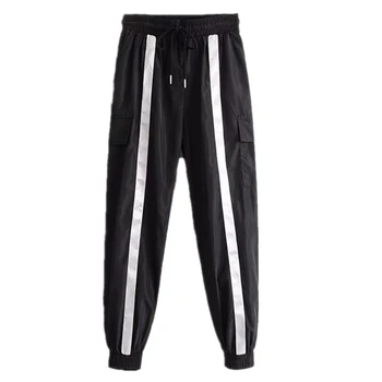 

Streetwear Cargo Pants Women Korean Style Ladies Pants Capri Black Reflective Pant Casual High Waist Loose Female Trousers