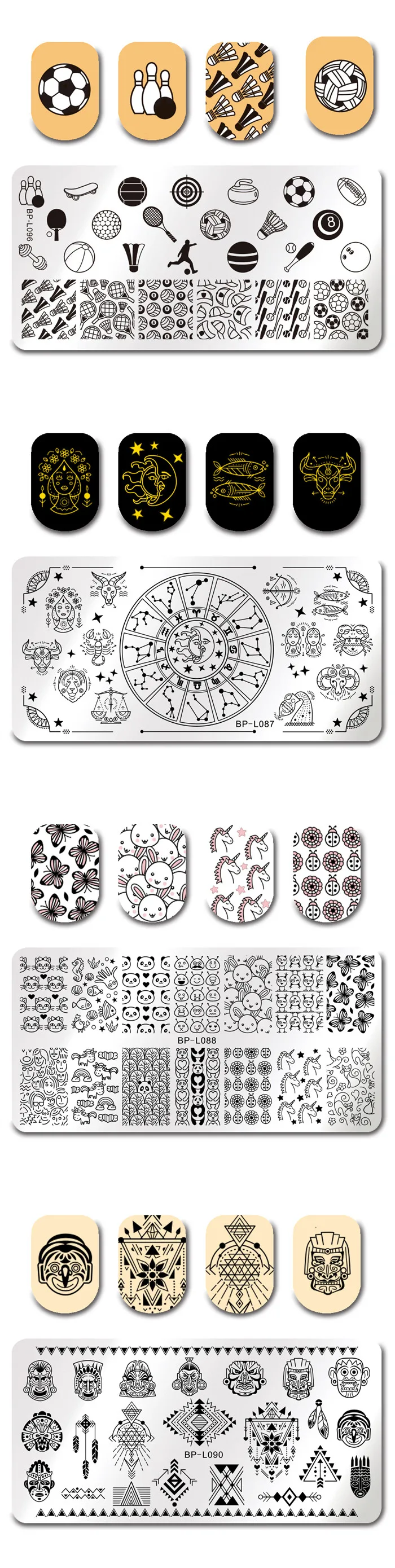 BORN PRETTY Monster Ghosts штамповка шаблон Цветок Животное штамп с изображением фрукта тарелка круглая квадратная прямоугольная пластина с изображениями для нейл-арта