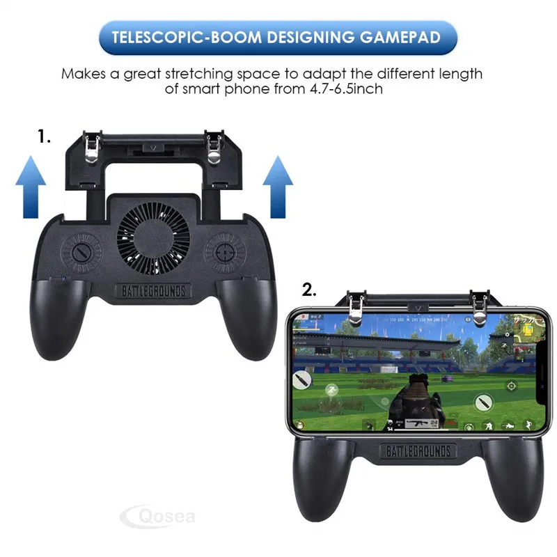 1 PCS 4000mAh Power Bank Pubg Controller Gamepad Pubg Mobile Trigger L1R1 Shooter Free Fire Joystick Game Pad Holder Cooler Fan