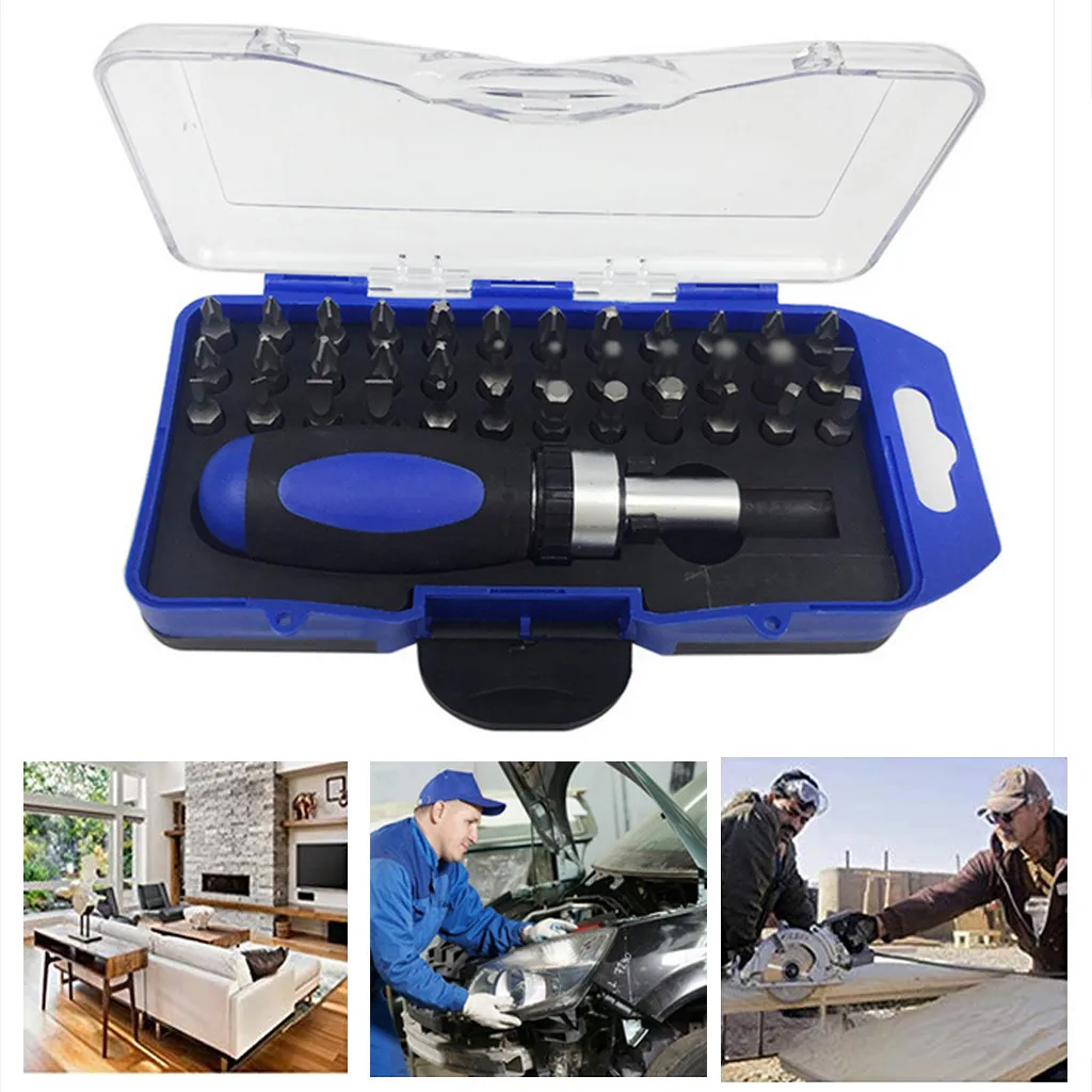 

Tool Sets Setss 38PC Ratchet Screwdriver Set with Case Precision Ratcheting Repair Tool Kit Car Herramientas Ferramenta Tools