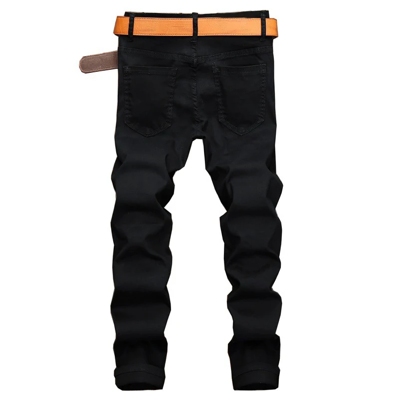 Black Zipper Straight Jeans Men 2021 Brand Fashion PU Leather Patchwork Hip Hop Jeans Slim Fit Denim Pants Men Plus Size 42