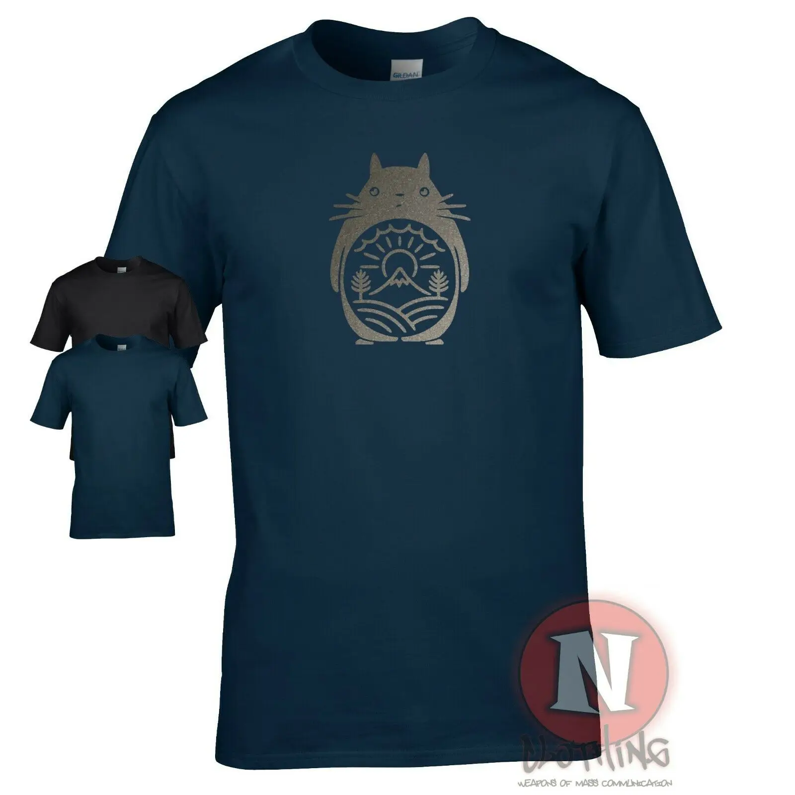 Футболка с изображением Тоторо My Neighour Studio Ghibli TeeShirt серебристым принтом | Мужская
