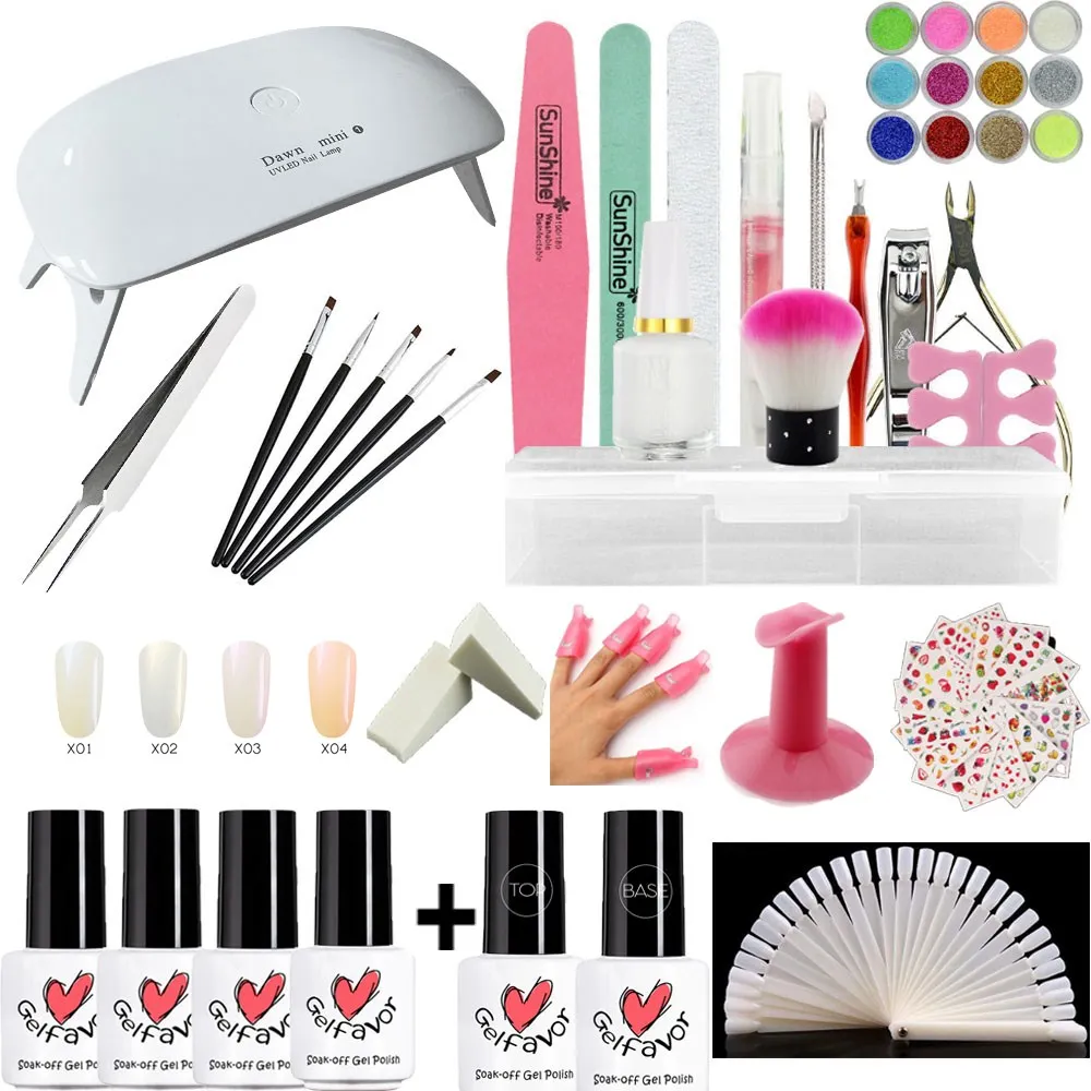 

Manicure Set UV 5W LED Light Set and 4 Color UV Gel Nail Polish Tool Set Solid Extended Gel Nail Manicure Set Decoration