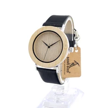 Uique Bamboo Wooden Watch Men’s Quartz Watches Causal Sport Dress Stainless Steel Wristwatch with Black Leather Watches