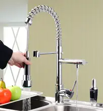 Новый Chrome Кухня Torneira Cozinha 8525 S Весна Кухня Поворотным Изливом Одной Ручкой Pull out Спрей Раковина Судно Смеситель кран