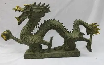 

Tibet Folk Classical Bronze Gild carved Dragon Play Ball Bead statuary