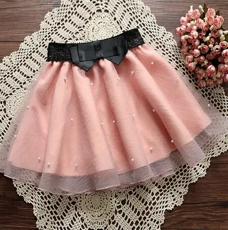 Модная женская юбка с бусинами и высокой талией, плиссированная короткая мини-юбка с цветочным рисунком, женские юбки до колена - Цвет: Розовый