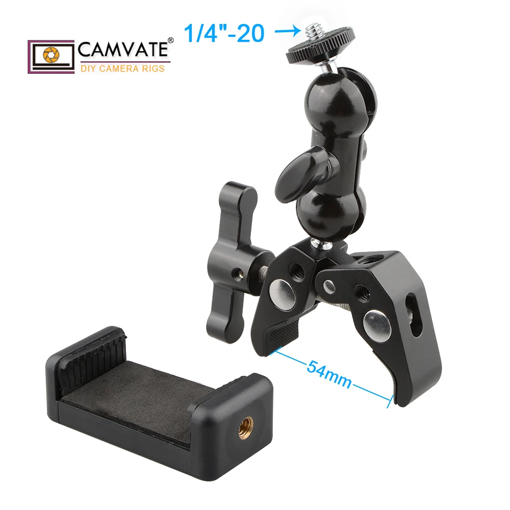 CAMVATE 360 ° Вращение крабовый зажим Кронштейн со сферическим креплением Cardinal number