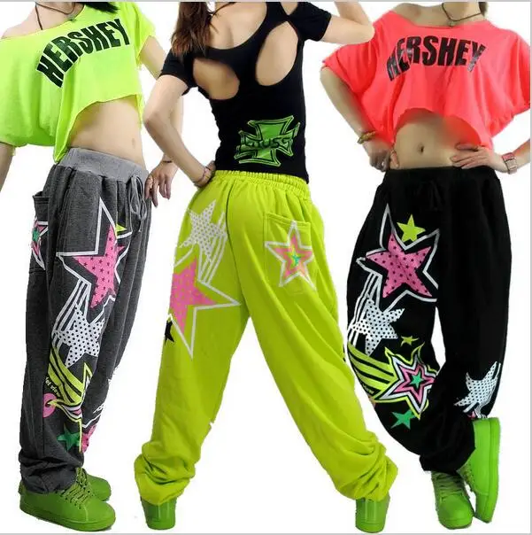 2017 Jazz fashion Young Girls Hip hop pants dance wear sweatpants ds costume loose casual female star print pants harem trousers 2017 Jazz fashion Young Girls Hip hop pants dance wear sweatpants ds costume loose casual female star print pants harem trousers