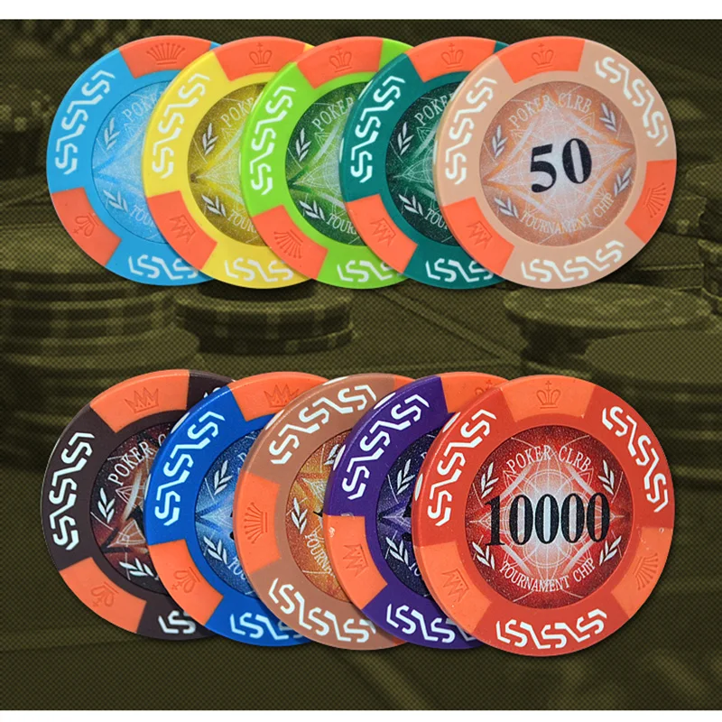 20 PCS/LOT Poker Chips 10 Colors 14g Clay/Iron 40*40mm Wheat Chips