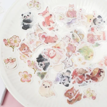 

45pcs/pack cute animal/ cherry blossom rabbit /panda decoration sticker DIY planner diary scrapbooking album sticker