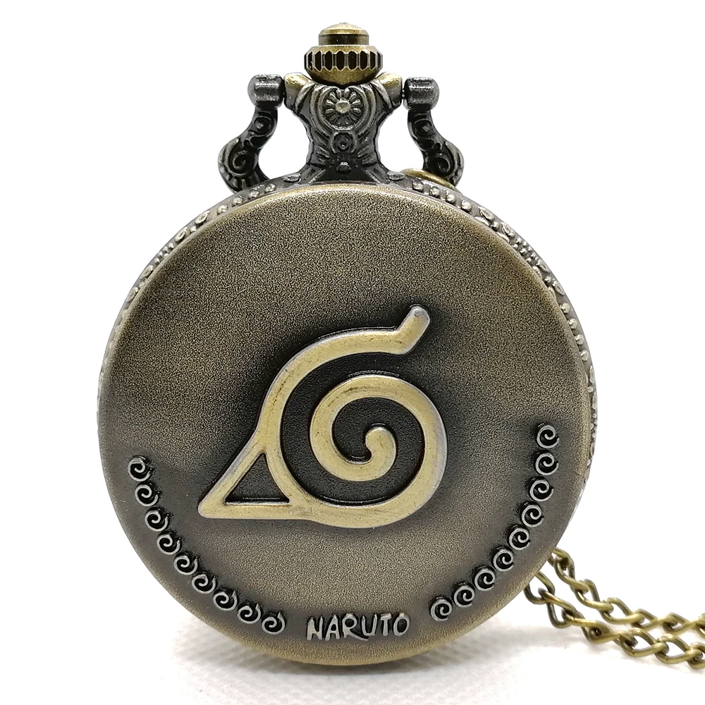 New Arrival Black Gold NARUTO Japanese Anime Quartz Pocket Watch Analog Pendant Necklace Men Women Watches Fob Watches Gift Box - Цвет: Bronze Watch