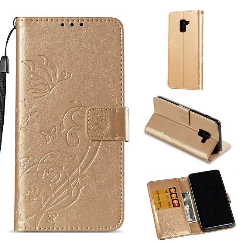 

Flip Embossed Leather Stand Case For Samsung Galaxy A8 2018 A530 A530F SM-A530F Samsung A8 2018 Cover Book Style Cell Phone Cove
