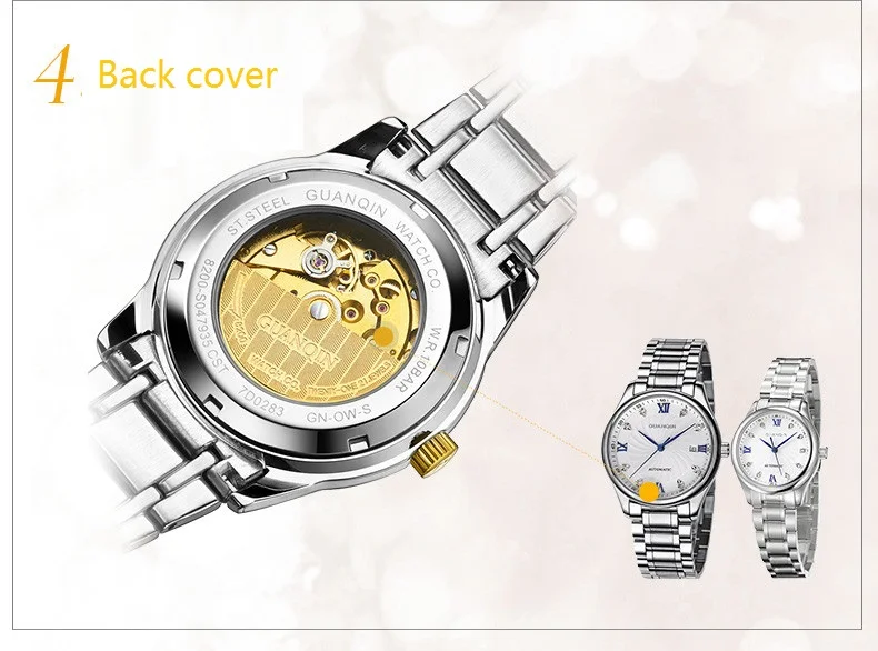 GUANQIN Luxury Lovers Watch Top Brand Women Men Watches Waterproof Sapphire Crystal 316L Stainless Steel Couple Watches 2 Pieces (19)