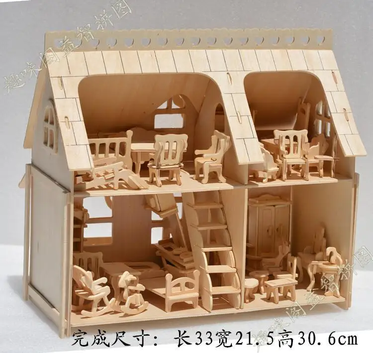 

Wooden Furniture Model Dolls House 1:24 Scale DIY Wooden Dolls house handcraft 3D Miniature kits & all furnitures Model+Picture