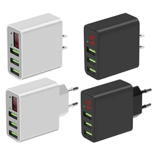 Цифровые, со светодиодом дисплей зарядное устройство для мобильного телефона Быстрая зарядка 3 порта USB зарядное устройство 2.4A блок питания концентратор кабель разъем USB адаптер